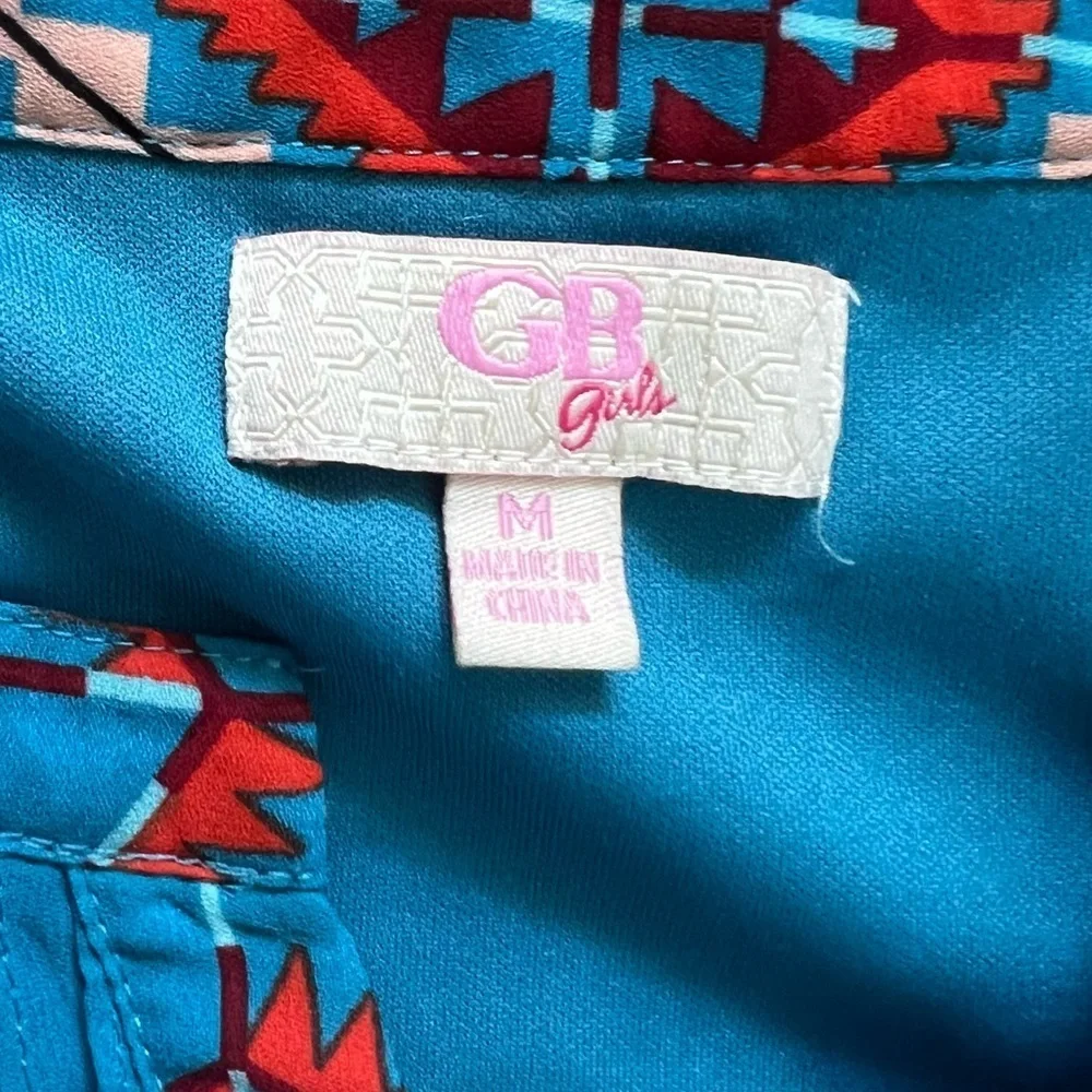 GB Girls Boho Red and Blue Patterned Dress Size Medium